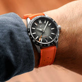 Vintage Style Perforated Rubber Watch Strap - Orange