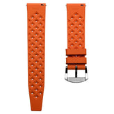 Vintage Style Perforated Rubber Watch Strap - Orange