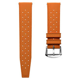 Vintage Style Perforated Rubber Watch Strap - Orange