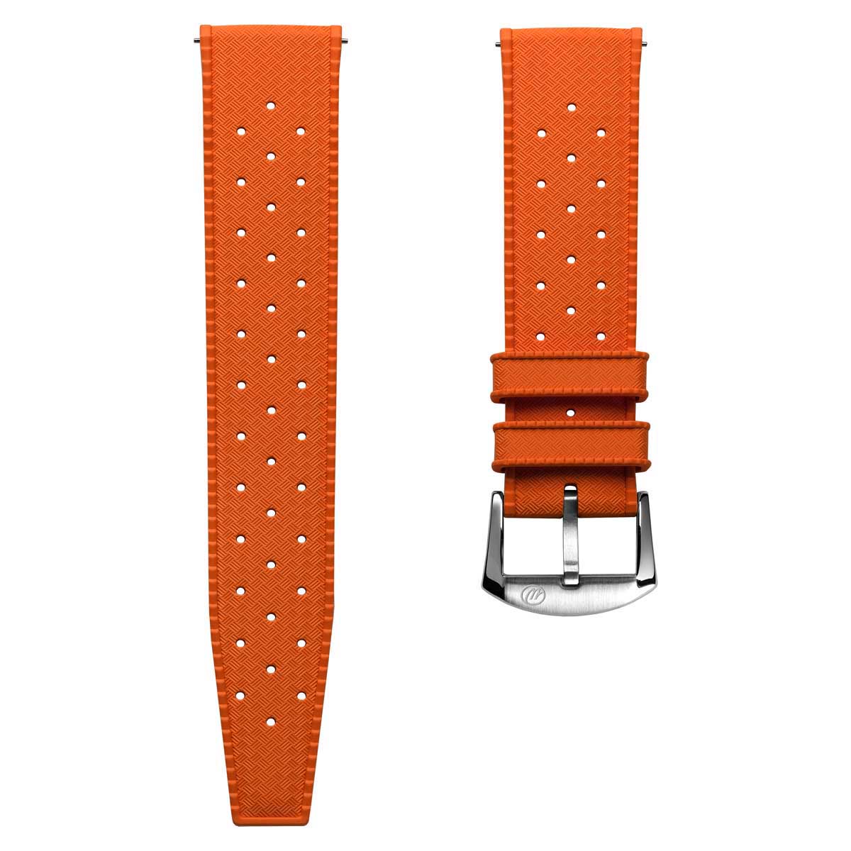 Vintage Style Perforated Rubber Watch Strap - Orange