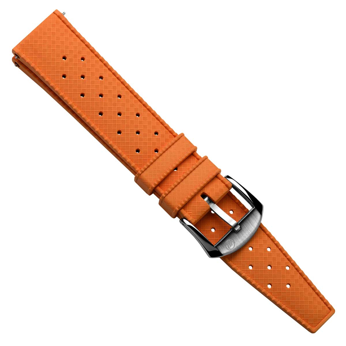 Vintage Style Perforated Rubber Watch Strap - Orange