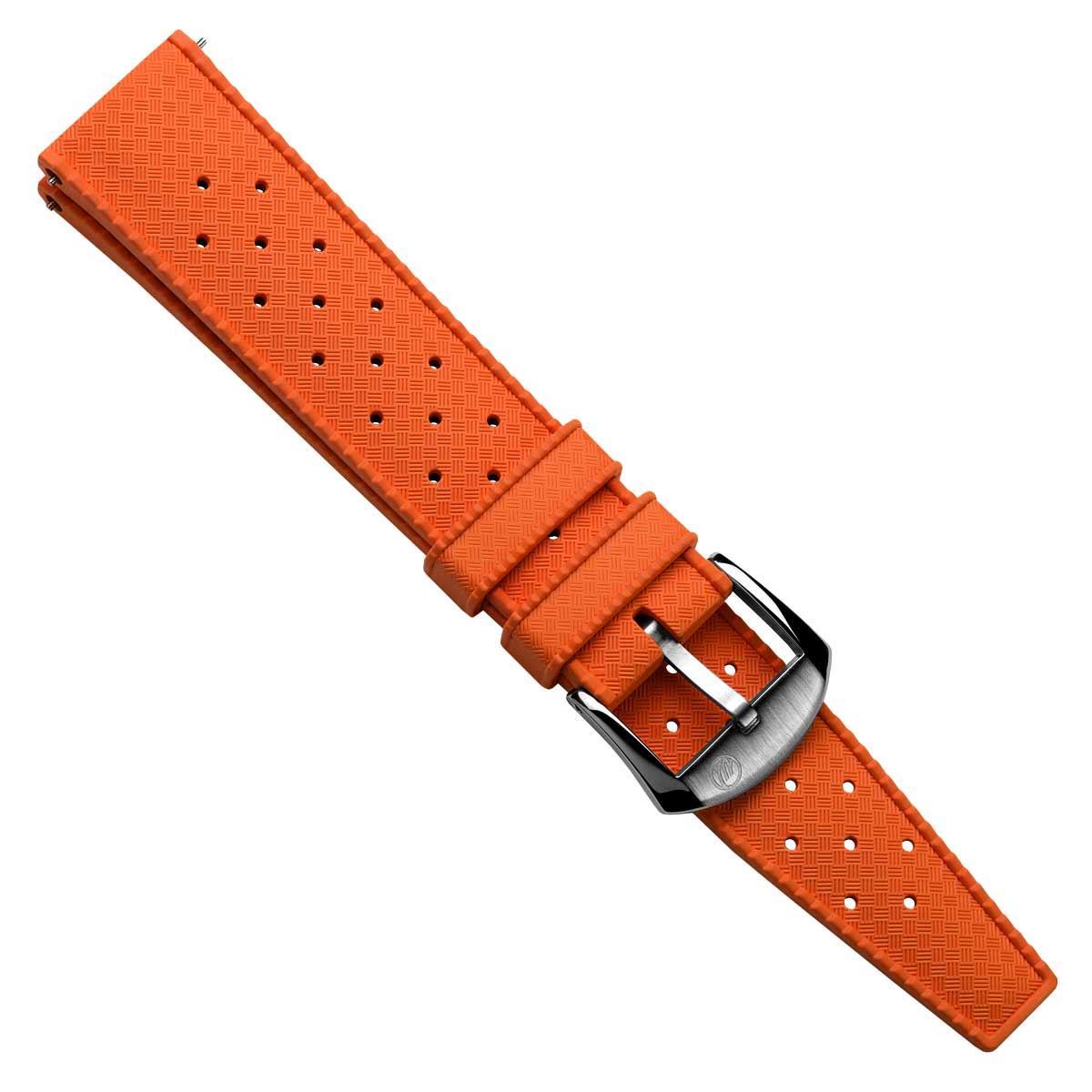 Vintage Style Perforated Rubber Watch Strap - Orange