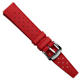 Vintage Style Perforated Rubber Watch Strap - Red