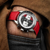 Vintage Style Perforated Rubber Watch Strap - Red