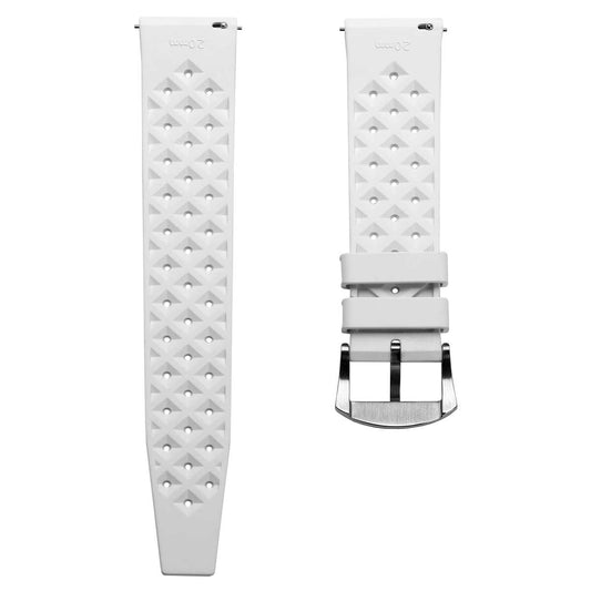 Vintage Style Perforated Rubber Watch Strap - White
