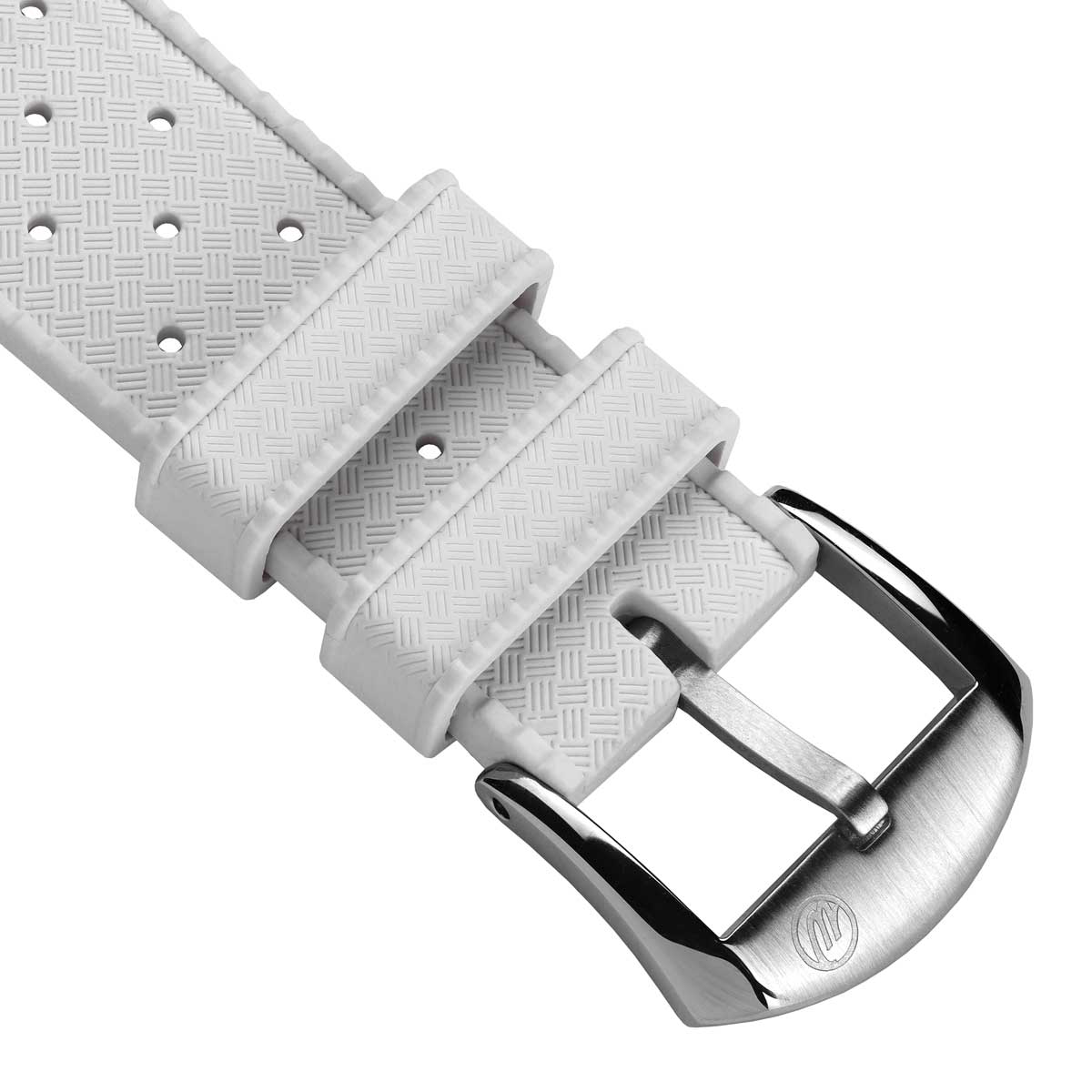 Vintage Style Perforated Rubber Watch Strap - White