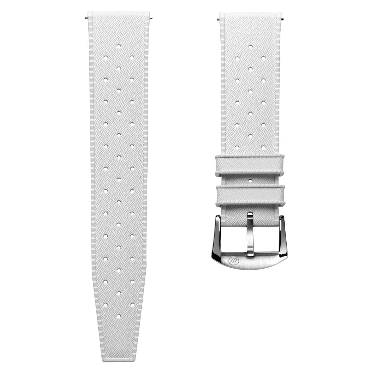 Vintage Style Perforated Rubber Watch Strap - White