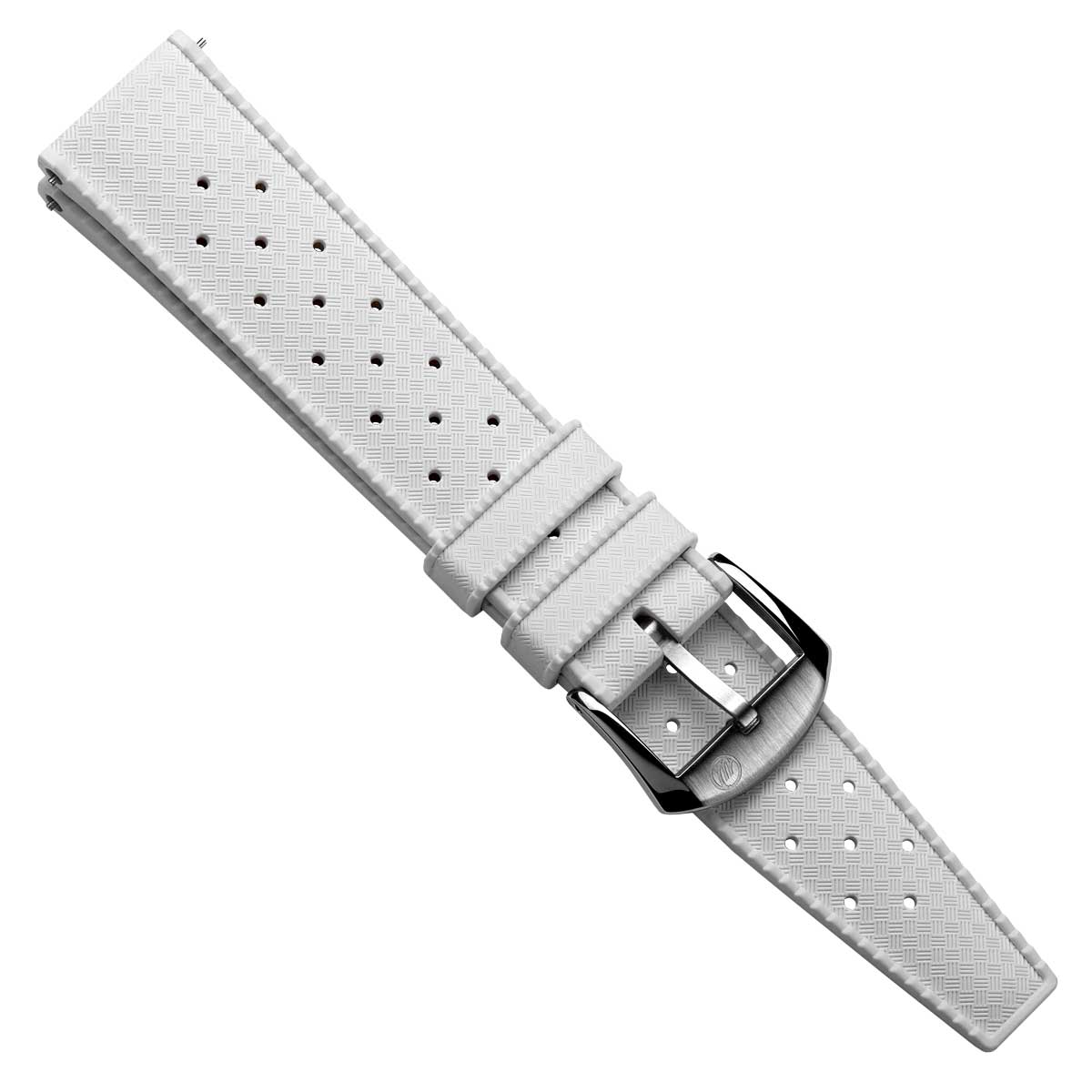Vintage Style Perforated Rubber Watch Strap - White