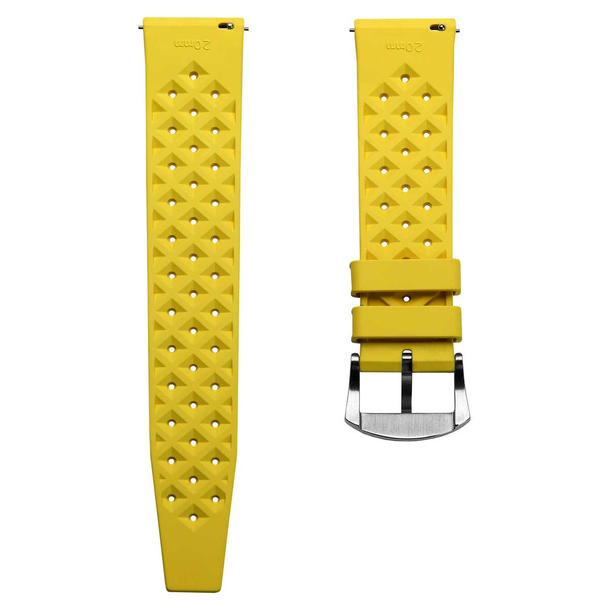 Vintage Style Perforated Rubber Watch Strap - Yellow