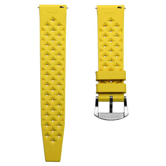 Vintage Style Perforated Rubber Watch Strap - Yellow