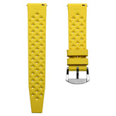 Vintage Style Perforated Rubber Watch Strap - Yellow