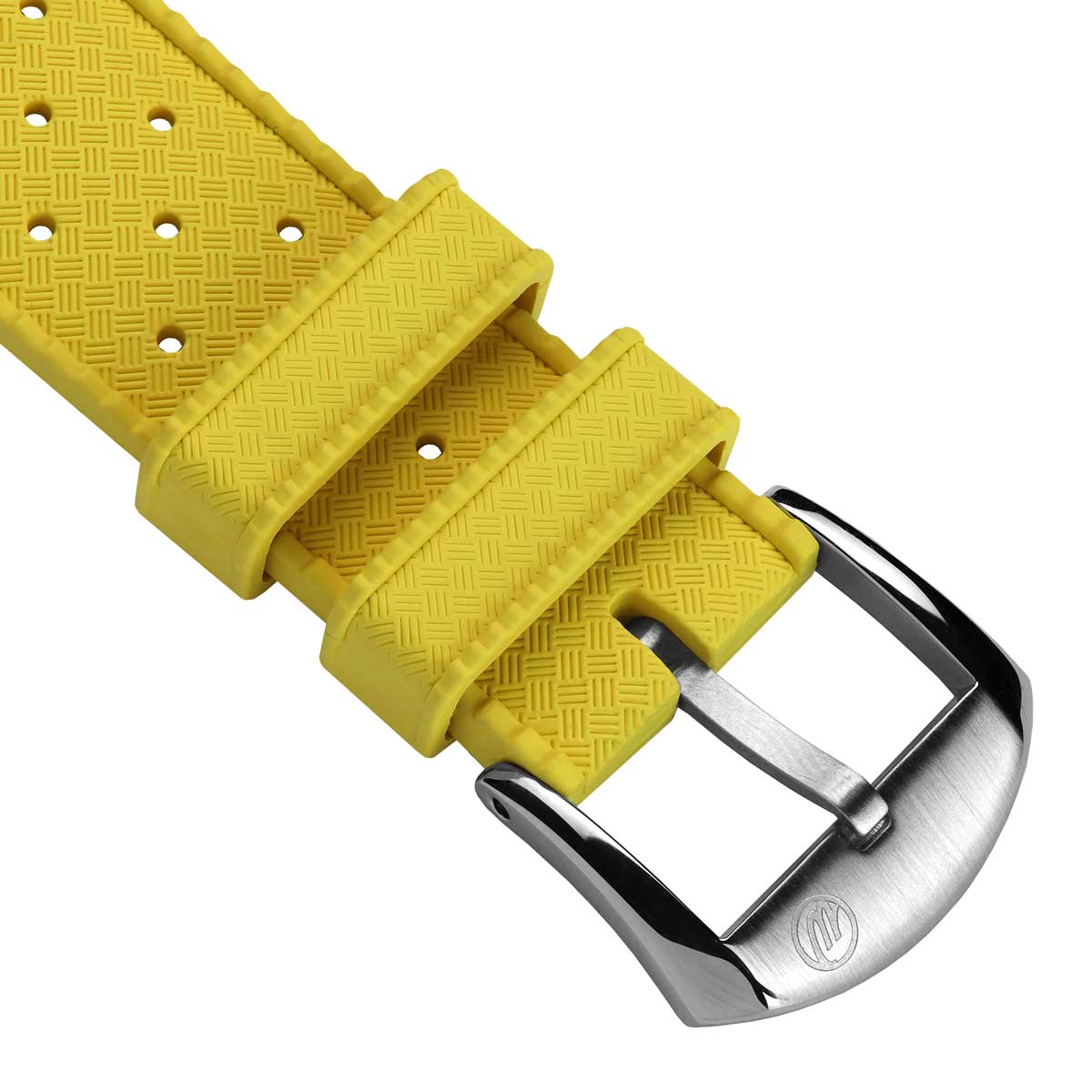 Vintage Style Perforated Rubber Watch Strap - Yellow