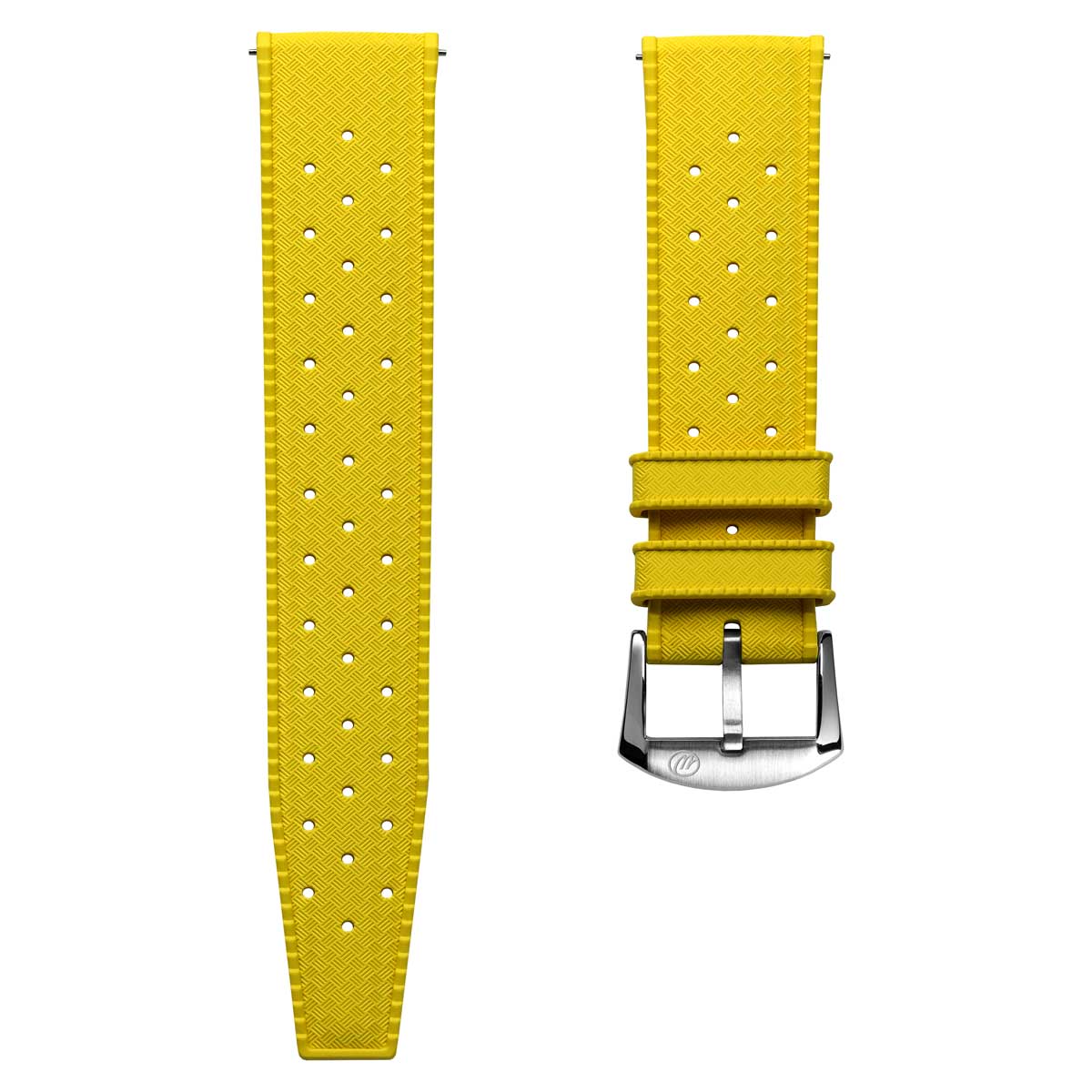 Vintage Style Perforated Rubber Watch Strap - Yellow