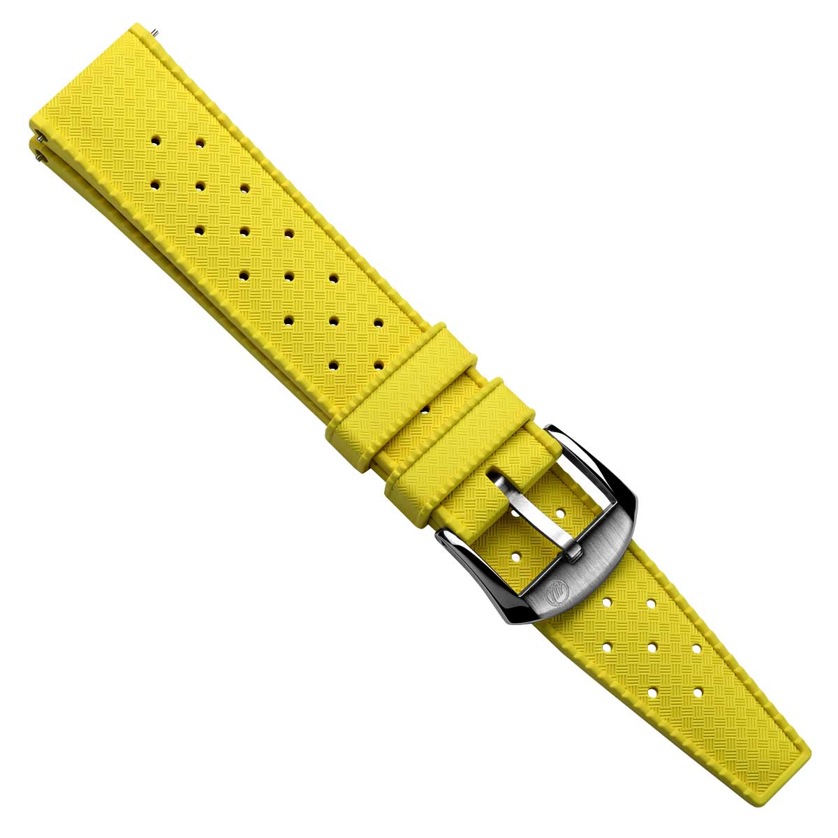 Vintage Style Perforated Rubber Watch Strap - Yellow