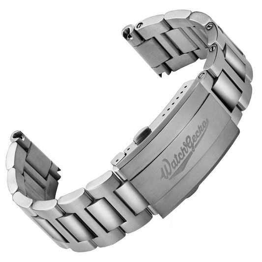 Langstone Solid Stainless Steel Diver's Watch Bracelet - Polished Centre Links