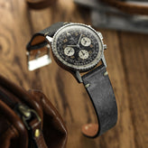 Winslow V-Stitch Patina Leather Watch Strap - Platinum