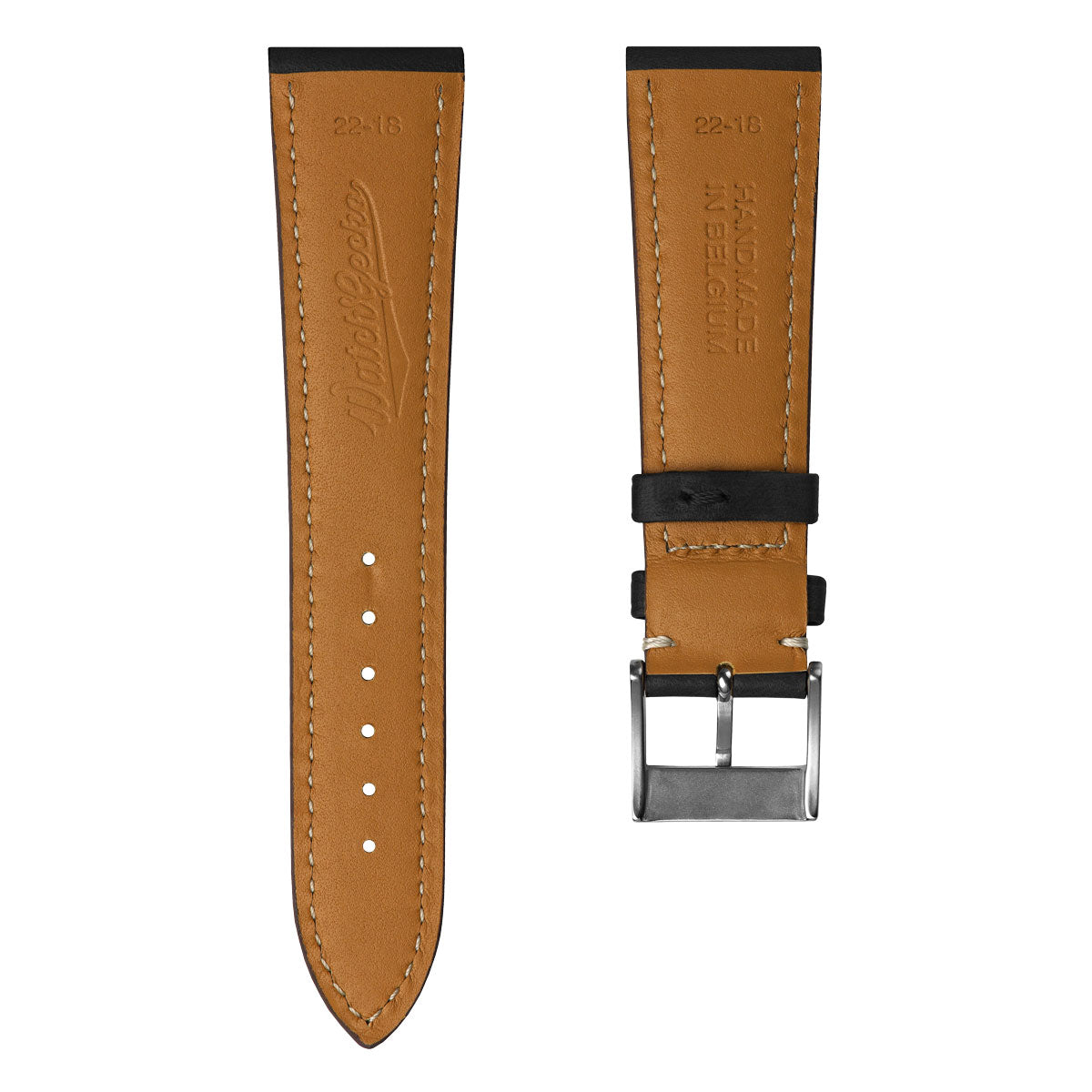 Laverton Padded Cavallo Leather Watch Strap - Black
