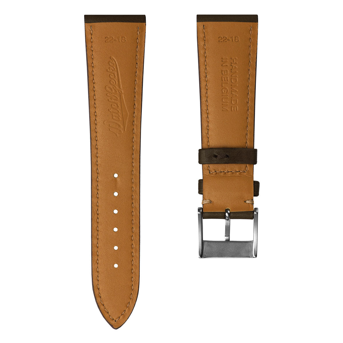 Laverton Padded Cavallo Leather Watch Strap - Chocolate Brown