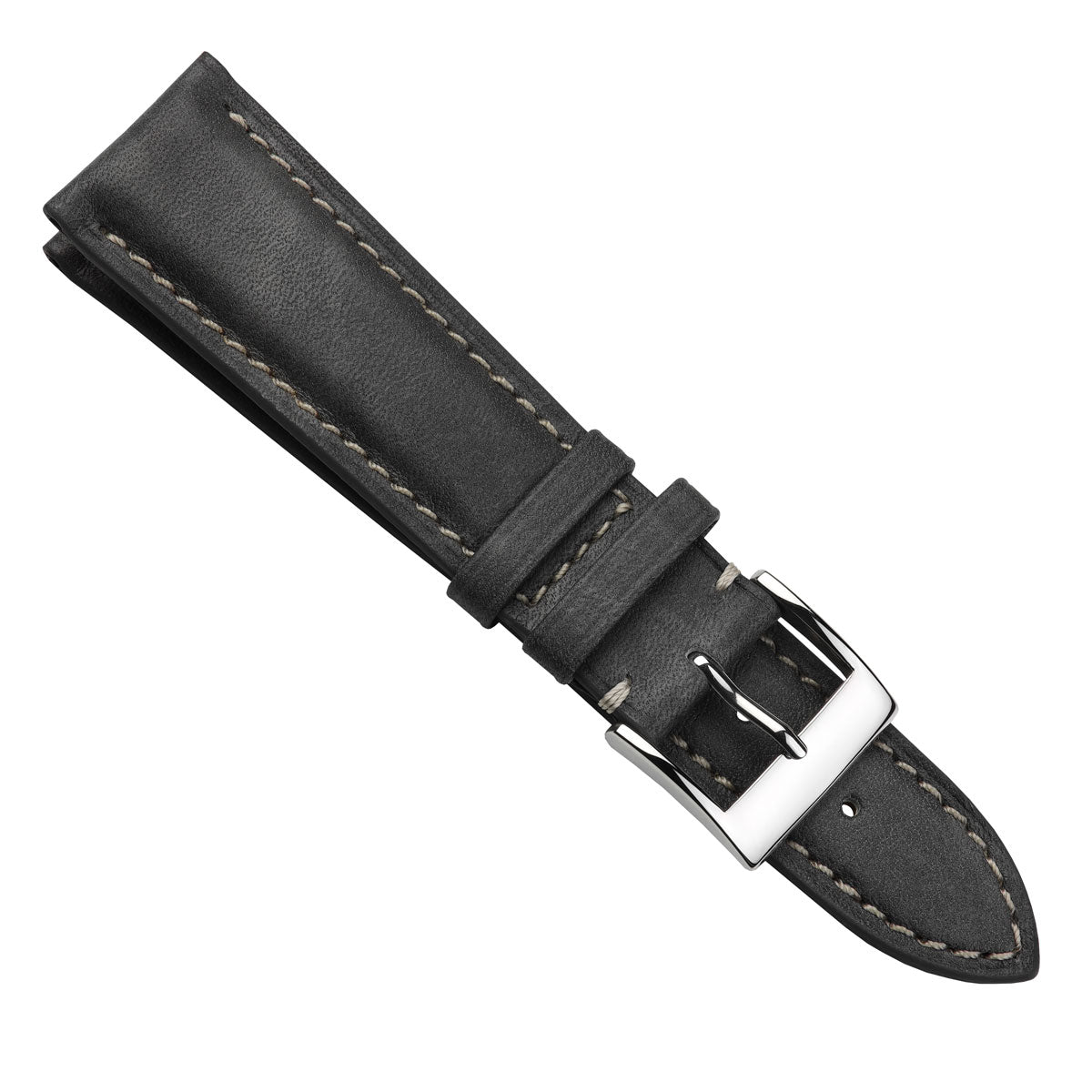 Laverton Padded Patina Calf Leather Watch Strap - Platinum