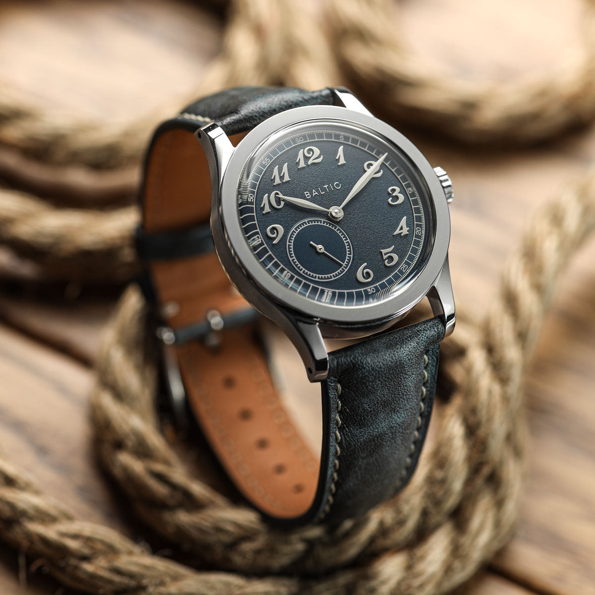 Laverton Padded Patina Calf Leather Watch Strap - Blue Jeans
