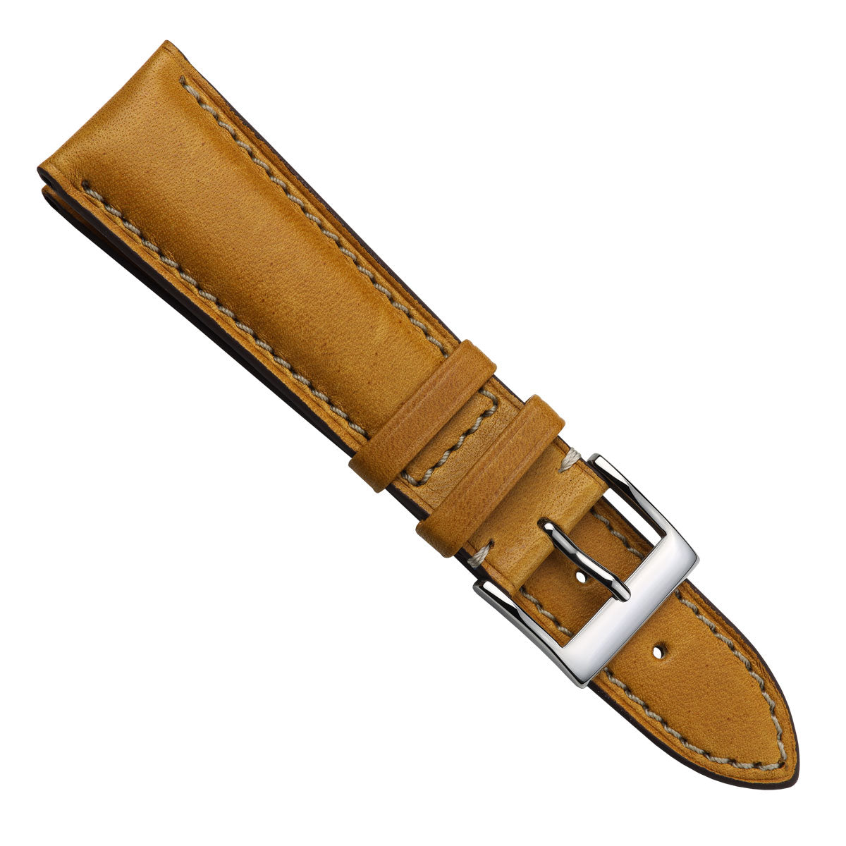 Laverton Padded Cavallo Leather Watch Strap - Cognac