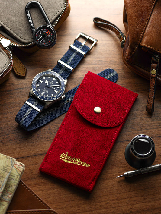 WatchGecko Gold Logo Watch Pouch - Light Brown
