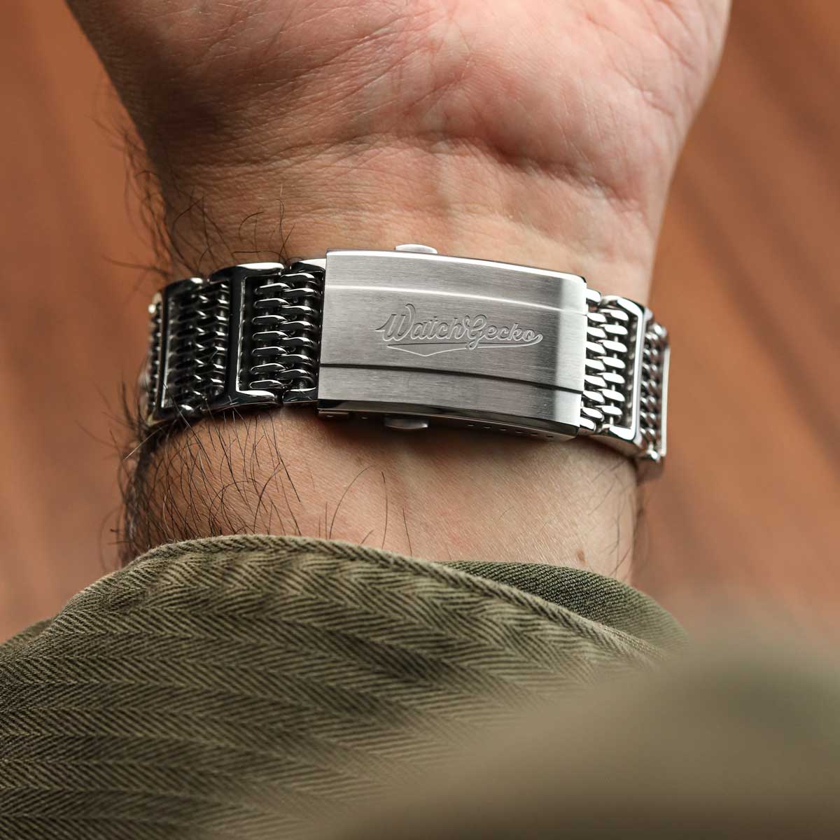 Genuine H Link Shark Mesh 316L Stainless Watch Bracelet - Polished