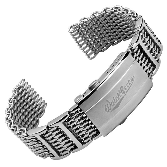 Genuine H Link Shark Mesh 316L Stainless Watch Bracelet - Polished