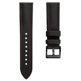 Atlas Sailcloth Watch Strap - Black / Red with IP Black Buckle