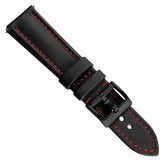 Atlas Sailcloth Watch Strap - Black / Red with IP Black Buckle