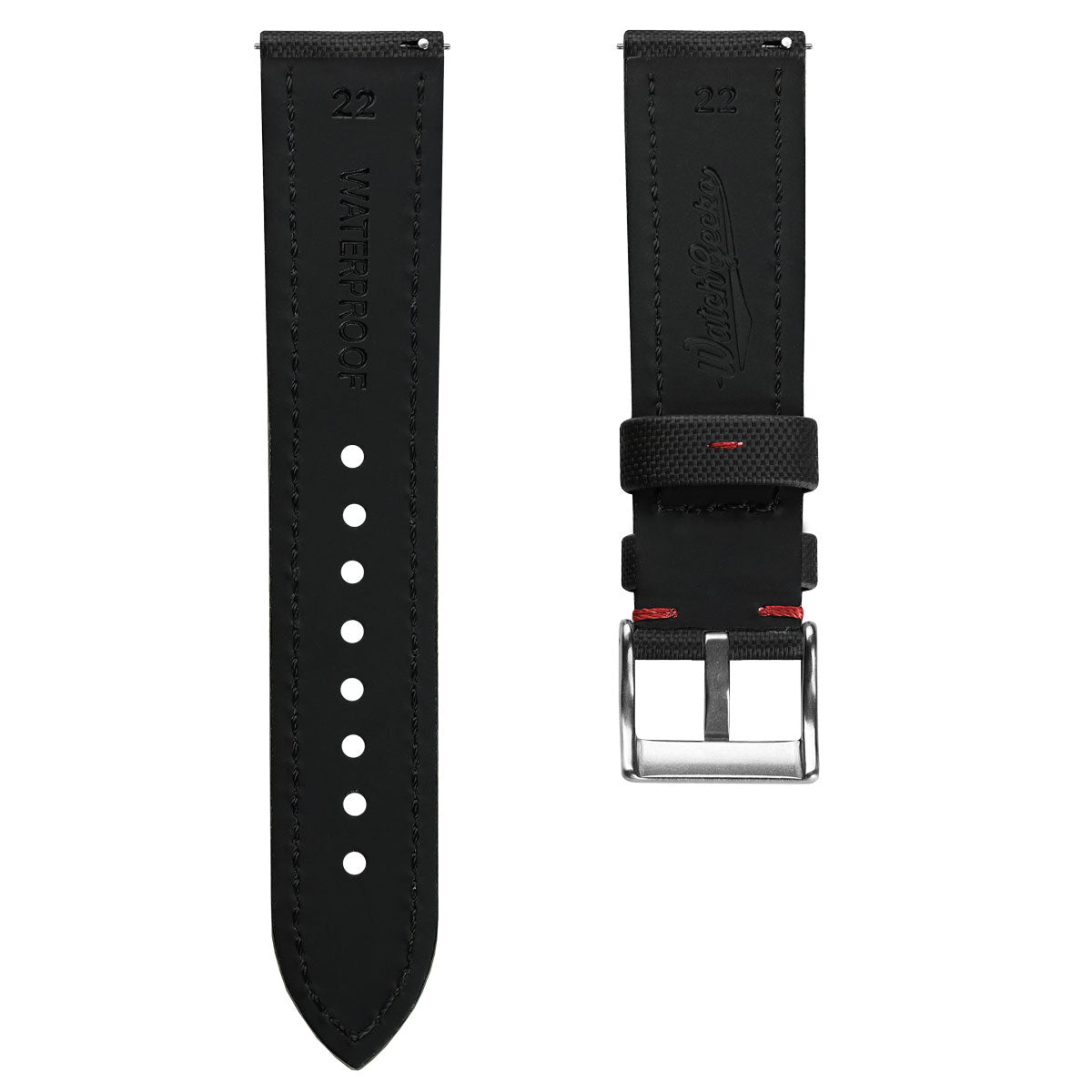 Atlas Sailcloth Watch Strap - Black / Red