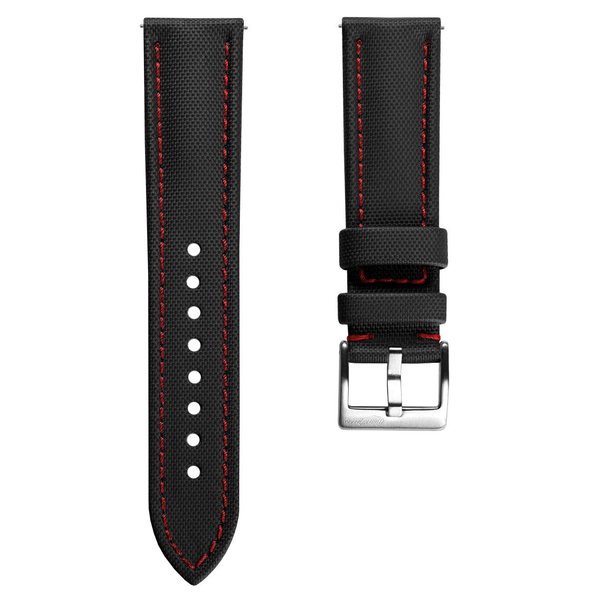 Atlas Sailcloth Watch Strap - Black / Red