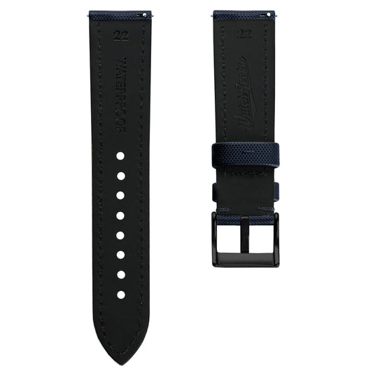 Atlas Sailcloth Watch Strap - Blue with IP Black Buckle