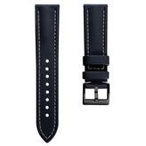 Atlas Sailcloth Watch Strap - Blue / White with IP Black Buckle