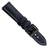 Atlas Sailcloth Watch Strap - Blue / White with IP Black Buckle