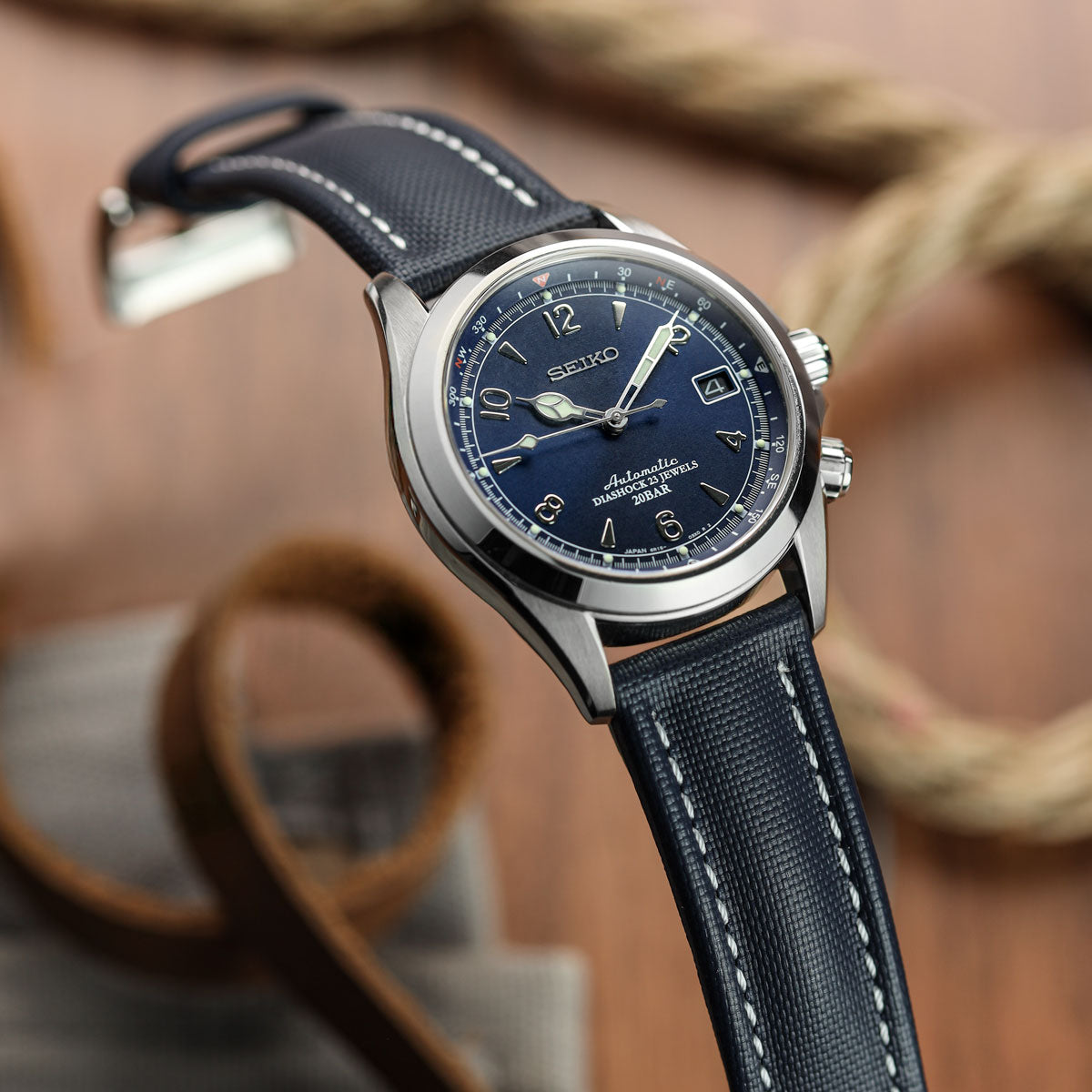 Atlas Sailcloth Watch Strap - Blue / White
