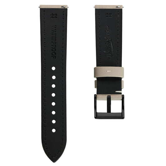 Atlas Sailcloth Watch Strap - Beige with IP Black Buckle