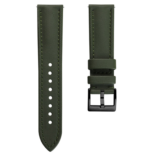Atlas Sailcloth Watch Strap - Green with IP Black Buckle