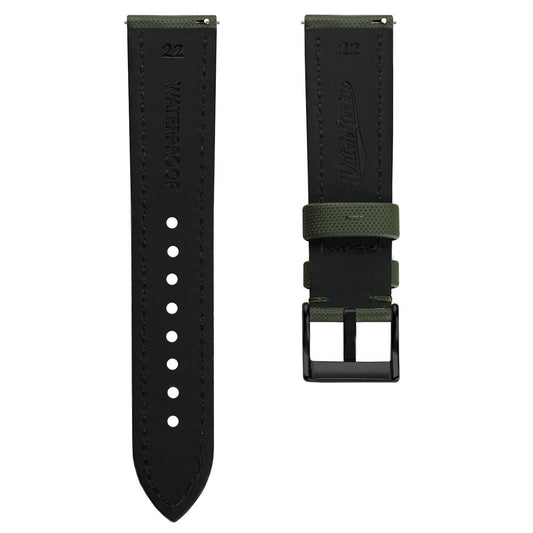 Atlas Sailcloth Watch Strap - Green with IP Black Buckle