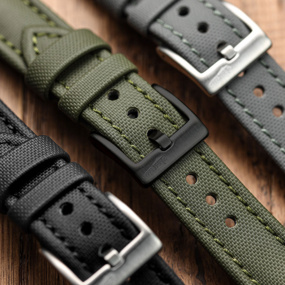 Atlas Sailcloth Watch Strap - Grey with IP Black Buckle
