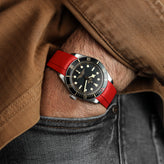 WatchGecko Tudor Black Bay 58 Style Rubber Watch Strap -  Red