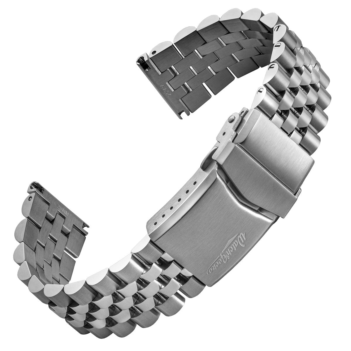 WatchGecko Warrington Stainless Steel Watch Strap - Brushed/Polished