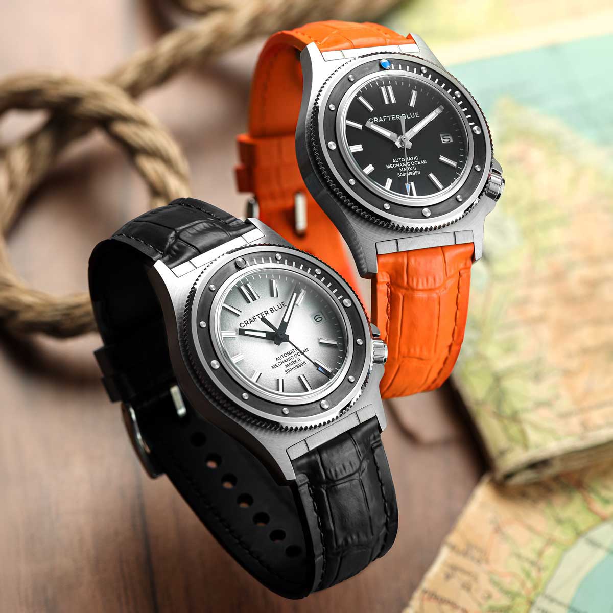 Everglade Alligator Pattern FKM Rubber Strap - Jet Black