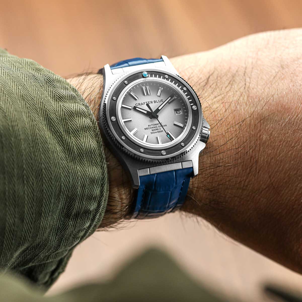 Everglade Alligator Pattern FKM Rubber Strap - Lagoon Blue