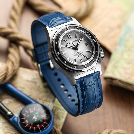 Everglade Alligator Pattern FKM Rubber Strap - Lagoon Blue