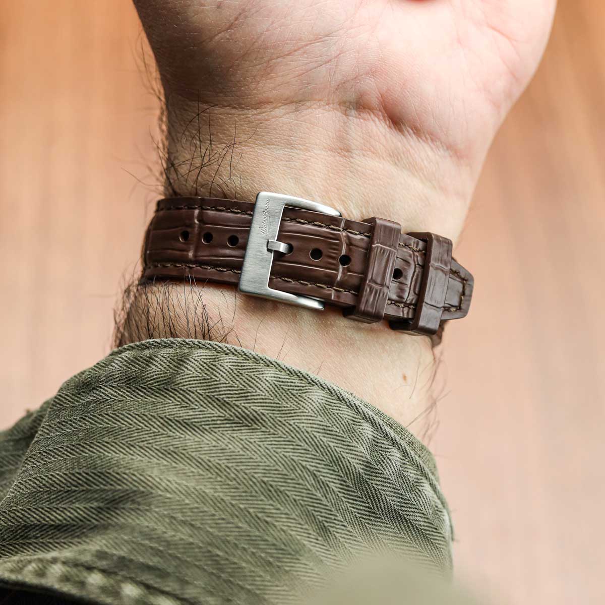 Everglade Alligator Pattern FKM Rubber Strap - Saddle Brown