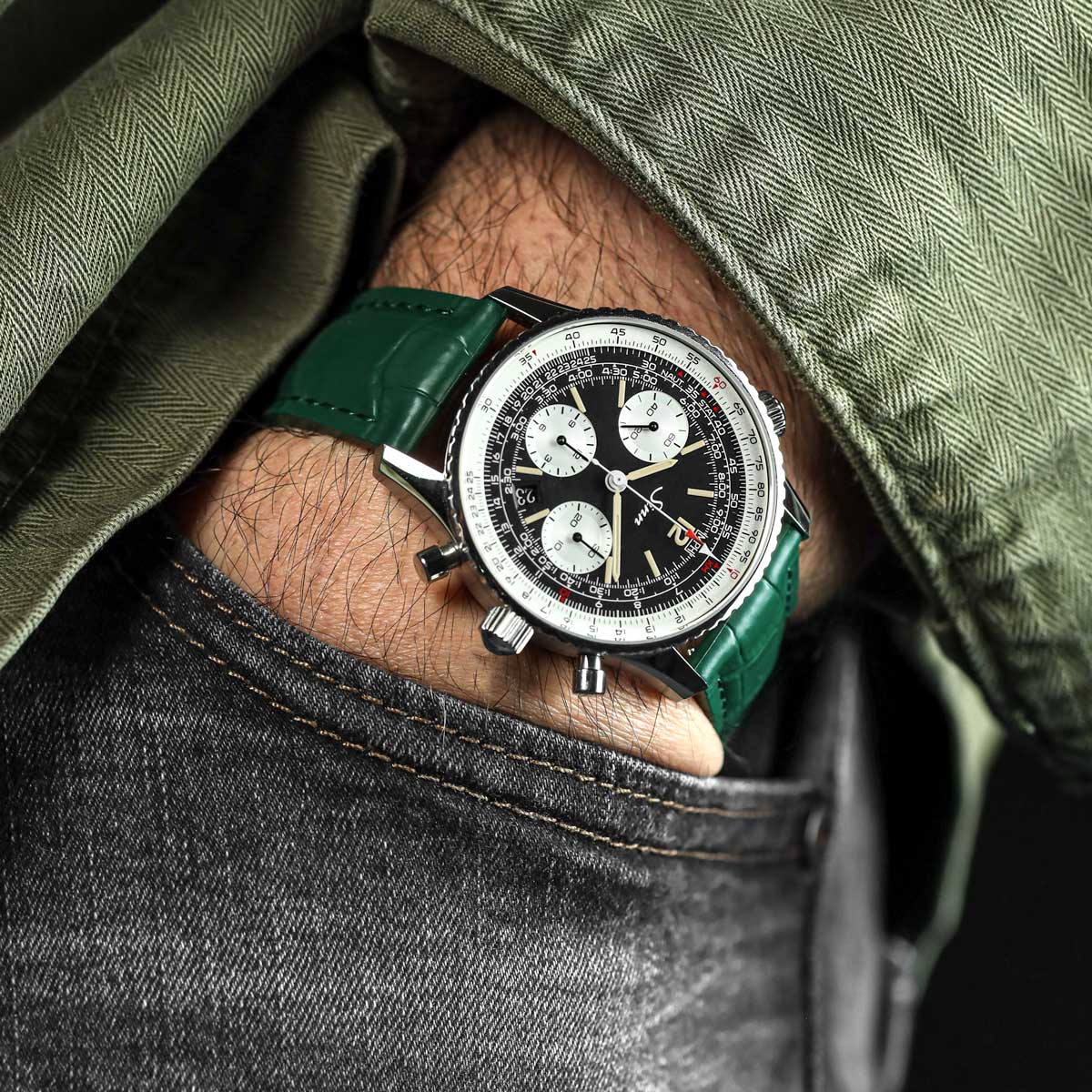 Everglade Alligator Pattern FKM Rubber Strap - Marsh Green