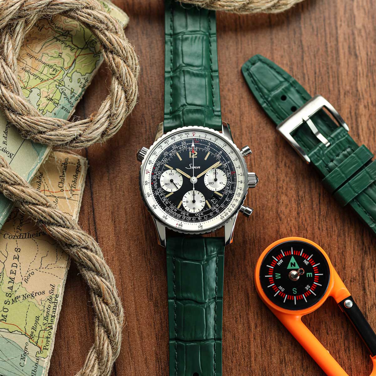 Everglade Alligator Pattern FKM Rubber Strap - Marsh Green