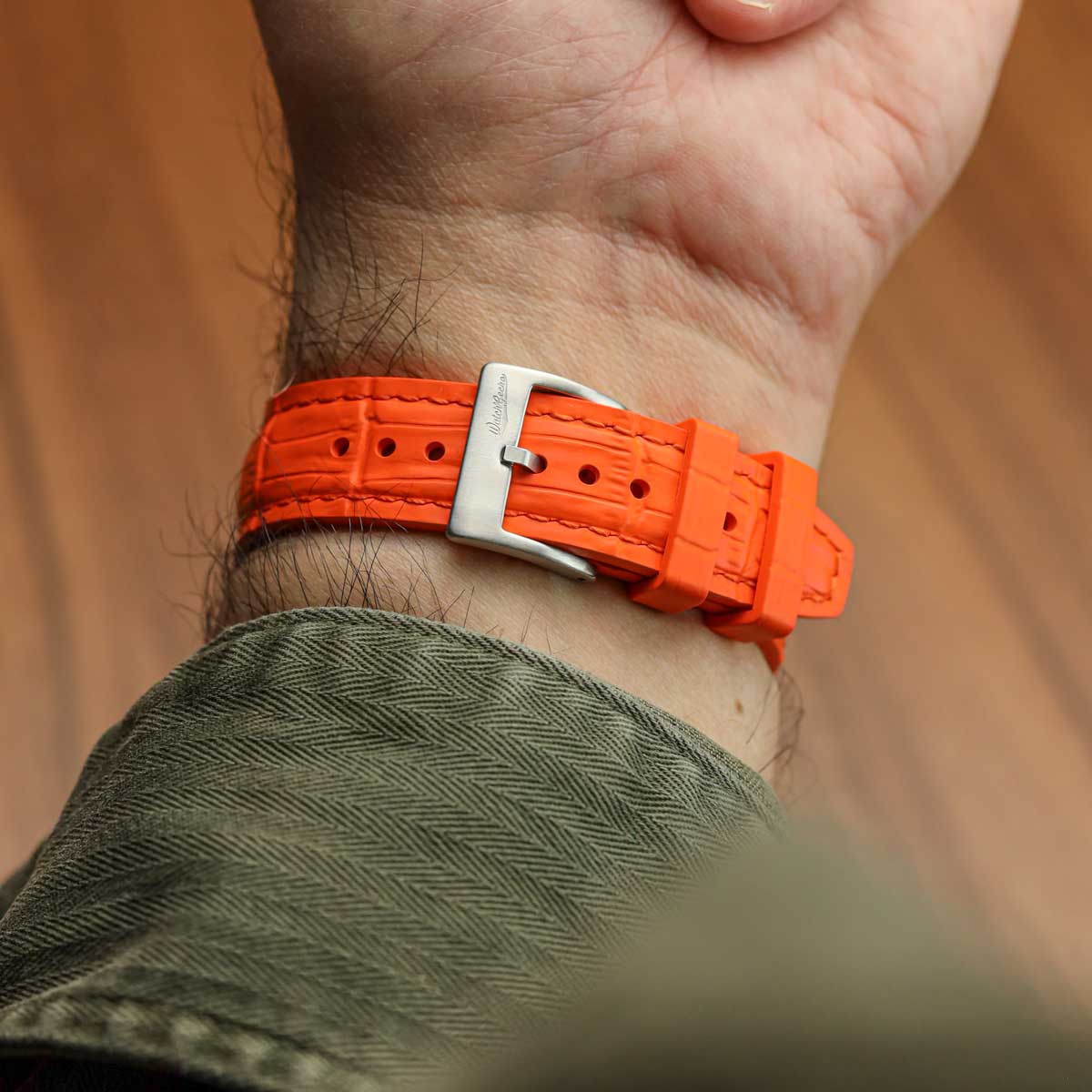 Everglade Alligator Pattern FKM Rubber Strap - Signal Orange