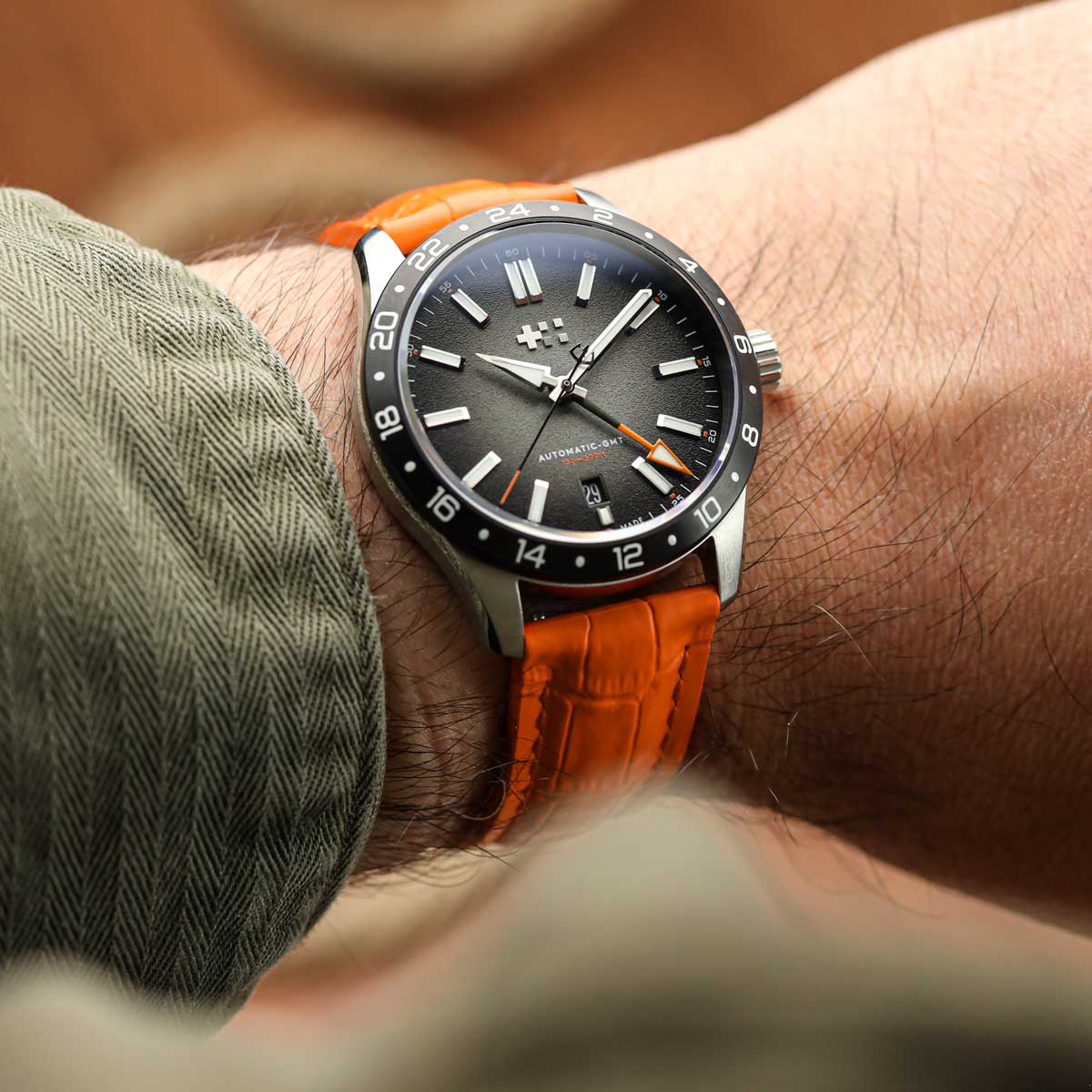 Everglade Alligator Pattern FKM Rubber Strap - Signal Orange